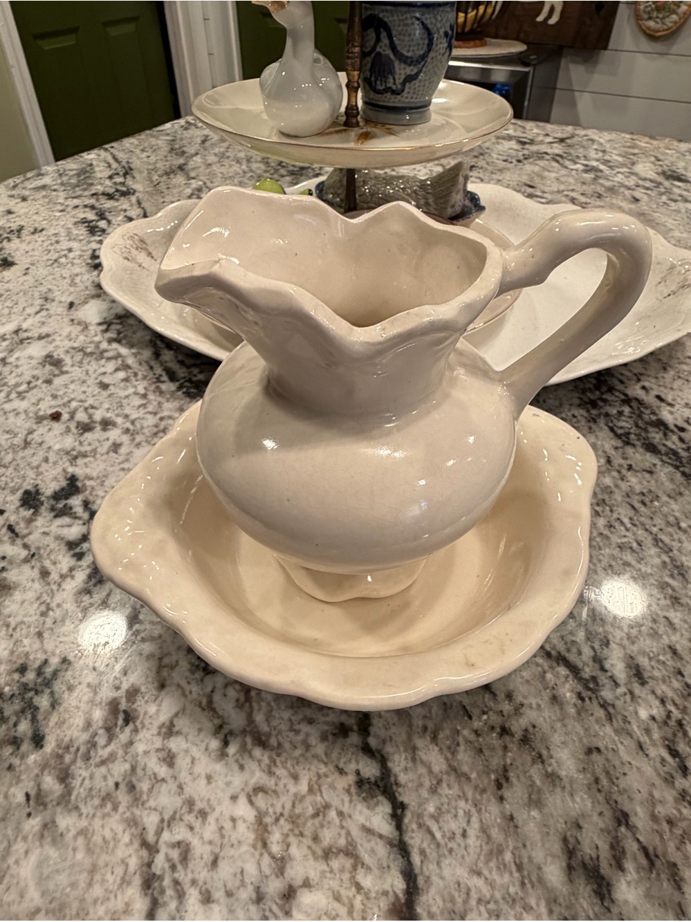 Vintage Stoneware Pitcher and Bowl Set - Unbranded
